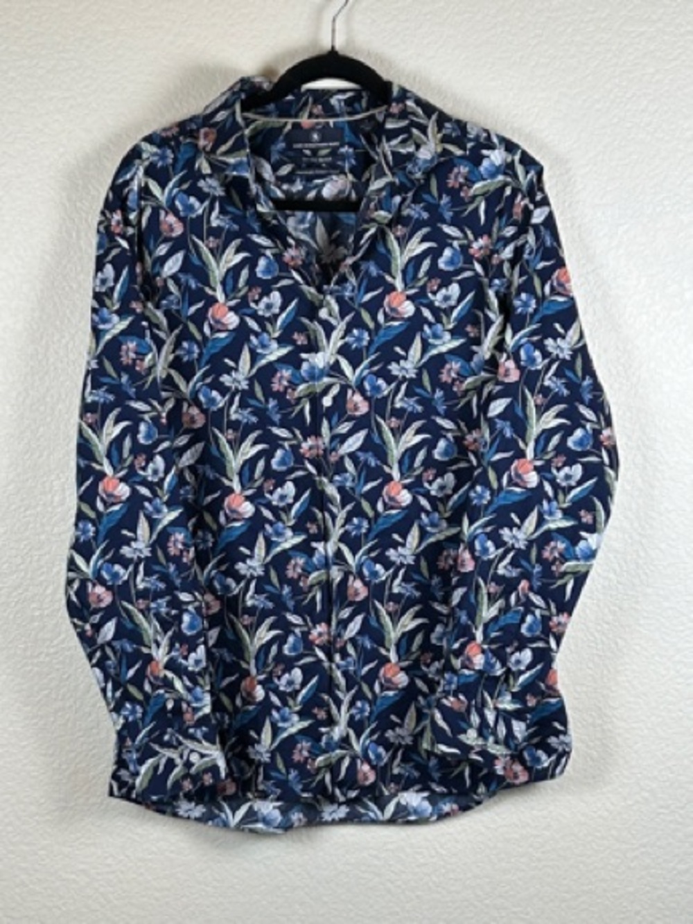Hart Schaffner Marx Comfort Stretch Floral Long Sleeve Cotton Botton Down Shirt